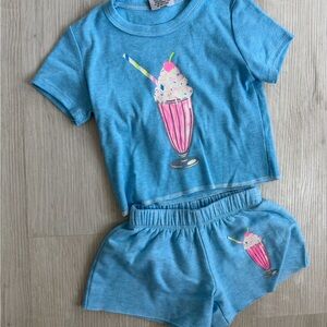 Fire house Blue Kids set with Milkshake Print